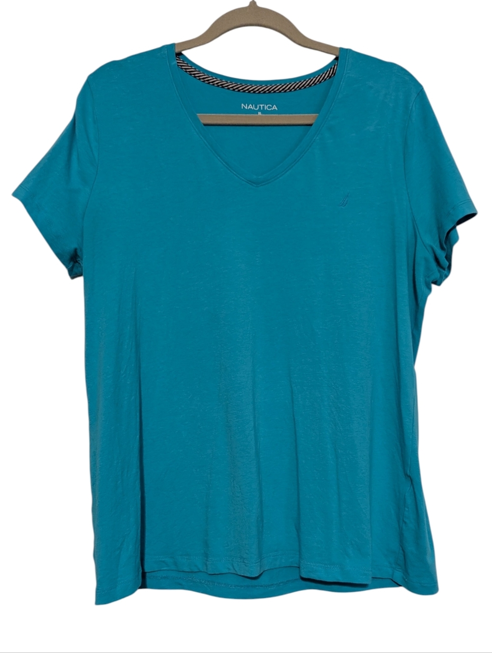 Nautica Women's Teal V-Neck Short Sleeve Tee